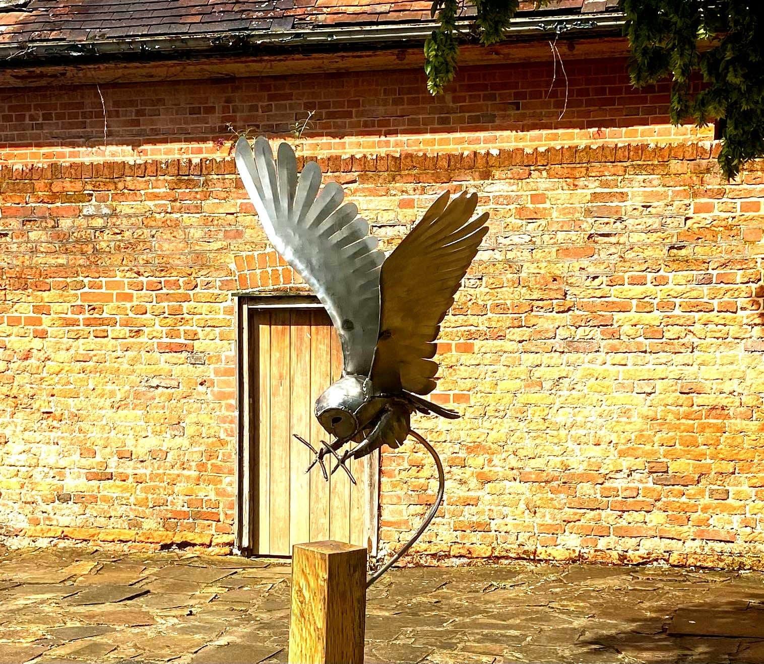 Swooping Barn Owl — metal sculpture by Bunyan & Breeze